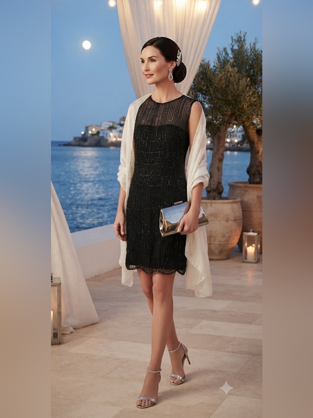 RITMO di PERLA Black Sequin silk Dress